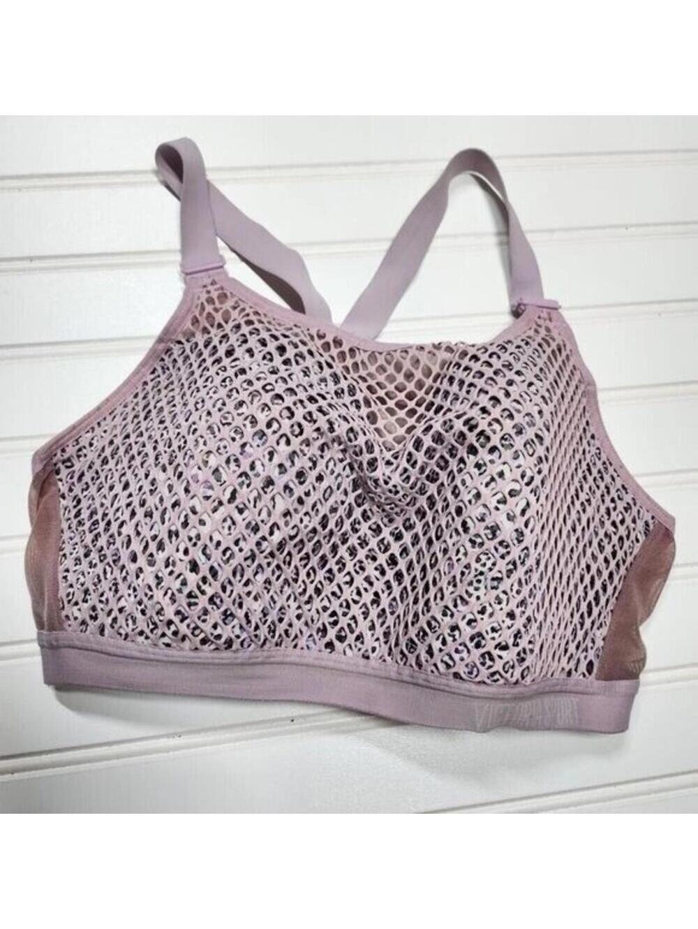 Light Purple Mesh Sports Bra with Leopard Print Lining 34DD Victoria's Secret
